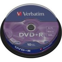 Verbatim Matt Silver 4.7GB 4x DVD+RW 10 Pack On Spindle