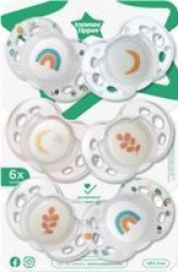 Tommee Tippee Ecomm Girls Night Soother 18-36M 6PACK