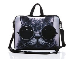 17-INCH To 17.3-INCH Laptop Shoulder Sleeve Messenger Bag Case With Handles And Extra Side Pocket For 16" 16.5" 17" 17.3" Notebook macbook ultrabook chromebook Grey Cat