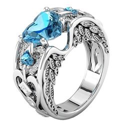 Wedding Ring Muranba Silver Natural Ruby Gemstones Birthstone Bride Engagement Heart Ring Sky Blue 1 7