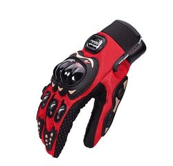 Wonzone Motorbike Protective Carbon Fiber Powersports Off-road Racing Cycling Motorcycle Full Finger Motocross Motor Gloves Red Medium