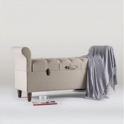 Buttoned Fabric Storage Bench