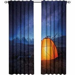 Shenglv Night Curtains Unique Camping Tent Under A Night Sky Full Of Stars Holiday Adventure Exploring Outdoors Curtains In Living Room W72 X L108