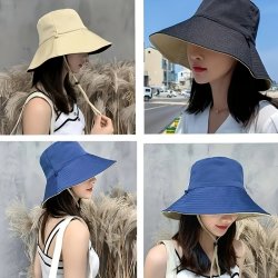 Foldable Wide Brim Sun Hat Outdoor Travel Large Brim Shade Sun Protection Hat Uv Protection Double-sided Bucket Hat