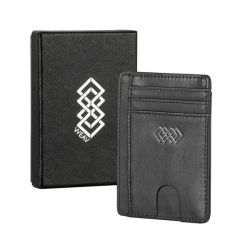 Rfid Blocking Genuine Leather Slim Wallet - Black
