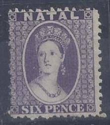 Natal 1865 Qv 6d Lilac Fine Mint