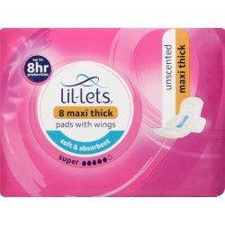 Lil-Lets Maxi Thick Super Pads Unscented 8