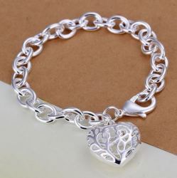 Beautiful 925 Sterling Silver Plated Heart Bracelet