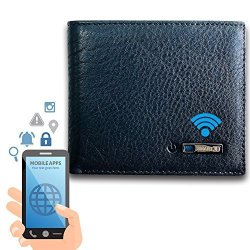 Modoker Smart Tracking Wallet Anti Lost Men Cowhide Leather Bifold Wallet Blue