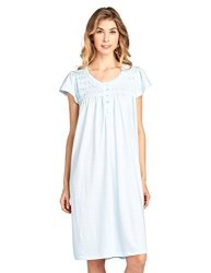 Casual Nights Women's Short Sleeve Smocked And Lace Nightgown - Blue - Xx-large