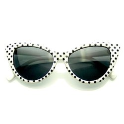 Dot Polka Cat Eye Womens Fashion Mod Super Cat Sunglasses White 0
