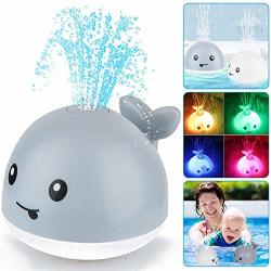 Learning Curve Baby Bath Toys Light Up Whale Bath Toys With LED Light Spray Water Bath Toys For Toddlers Infant Kids Boys Girls Induction