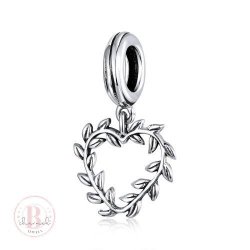 Silver Wreath Heart Dangle Charm