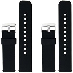 2PCS Replacement Silicone Bands For Motorola Moto 360 2ND Gen. - Mens 46MM Only Black+black