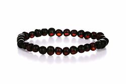 Amberage Natural Baltic Amber Bracelet For Adults Women men - Hand Made From Raw-unpolished certified Baltic Amber Beads 6 Colors 7 Raw-unpolished Dark Cherry