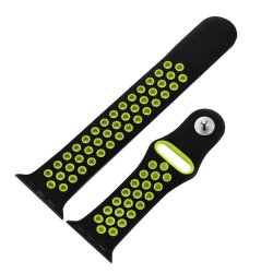 Tuff-Luv Silicone 38MM Sport Watchband For Apple Watch Series 1 & 2 - Black yellow