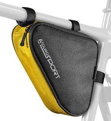 Aduro Sport Bicycle Storage Bag Triangle Saddle Frame Strap-on Pouch in Yellow