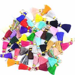 100 Pcs Multi-colors MINI Tiny Handmade Craft Tassels With Golden Jump Ring For Earring Jewelry Accessories And Other Diy Supplies Mixed
