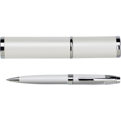 Metal Ballpoint Pen In Matching Tube - White
