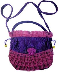 Dangerousfx Purple Plum Classic Beautiful Victorian Gothic Velvet Lace Drawstring Evening Bag