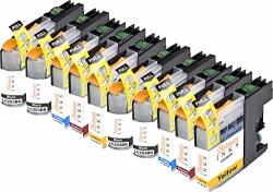 Sherman Inks Compatible Ink Cartridge Replacement For Brother LC201 LC203 Black Cyan Magenta Yellow 10 Pack