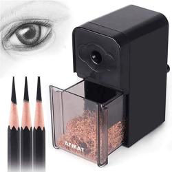 Long Point Pencil Sharpener Artist Pencil Sharpener AFMAT Drawing Pencil Sharpener for 6-8.2mm Sketching//Charcoal//Colored//Graphite Pencils for Prismacolor with Sandpaper,Adjustable Pencil Nibs,Black