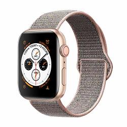 Admaster Compatible For Apple Watch Band 38MM 40MM Soft Nylon Sport Loop Replacement Wristband Compatible Iwatch Apple Watch Series 4 3 2 1 Pink Sand