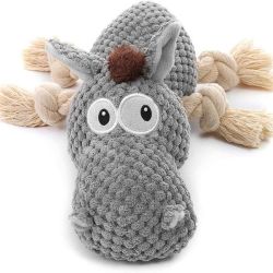 Gray Cow Plush Educational Sounding Teeth Cleaning Cloth Pet Toy