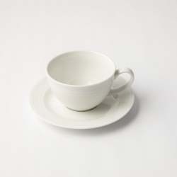 - Embossed Lines Cup & Saucer Choose From 5 Colours - Cream White