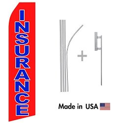 WALL26 Red Insurance Econo Flag 16FT Aluminum Advertising Swooper Flag Kit With Hardware