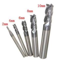 5PCS Tungsten Carbide 4 Flutes End Mill Cutter Straight Shank 2-10MM Milling Cutter Set Cnc Tool
