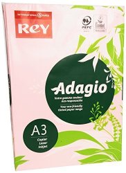 Rey Adagio Coloured Printing Paper 80 G A3 For Laser Inkjet Printers And Photocopiers 500 Sheets Pink