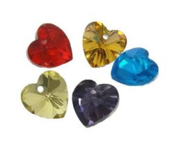 Crystal - Glass Heart Pendants - Mixed Colors - 10X10X5MM