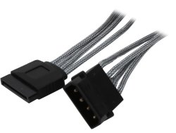 BitFenix.com Bitfenix Alchemy Multisleeved 4 Cable 45CM 1X 4PIN Molex To 1X Sata Power Cable - Silver