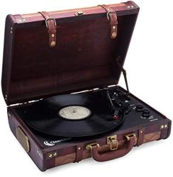 ClearClick Vintage Suitcase Turntable With Bluetooth & USB - Classic Wooden Retro Style