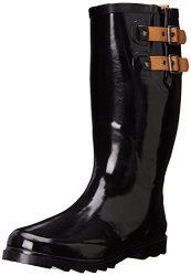 Chooka Women's Tall Rain Boot Black shiny 5 M Us