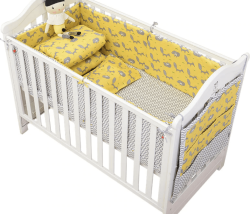Baby Boy Crib Cotton Bumper - Yellow Fox