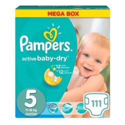 Pampers Active Baby-Dry 111 Nappies Size 5 Mega Box