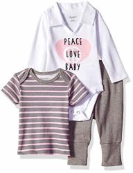 Hanes Ultimate Baby Flexy Knit Jogger With Polo Bodysuit And Short Sleeve Crew Grey Fun 12-18 Months