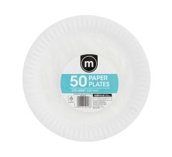 M Paper Plates White 1 X 50'S X 230MM