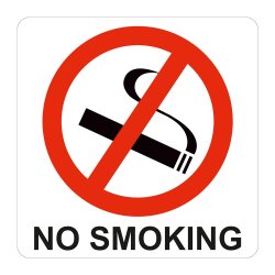 No Smoking Symbolic Sign - Printed On White Acp 150 X 150MM