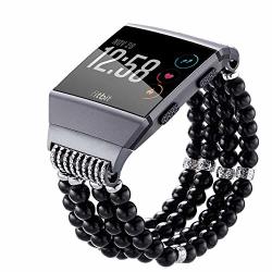 Bands Compatible For Fitbit Ionic Watch - Fastgo Replacement Straps Bracelet Compatible For Fitbit Ionic Artificial Pearl Beaded Compatible For Fitbit Ionic Accessories For Women