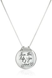 Sterling Silver Live The Life You Love Reversible Pendant Necklace