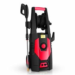 Mrliance 3600PSI Electric Pressure Washer 2.4GPM Power Washer 1800W High Pressure Washer Cleaner Machine With Spray Gun Hose Reel Brush And 4 Adjustable Nozzle Red