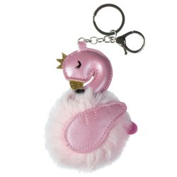 Flamingo Pom Pom Keychain - Light Pink
