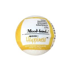 The Mood Factory Happiness Aromatherapy Bath Bomb With Natural Essential Oil Blend Of Lemon Bergamot Mandarin And Grapefruit Set Of 2 2.8 Fluid Ounce