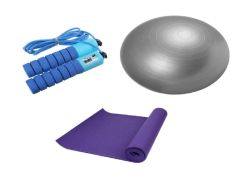 3 In 1 Anti-burst 55CM Gym Ball Adjustable Speed Skipping & Yoga Mat