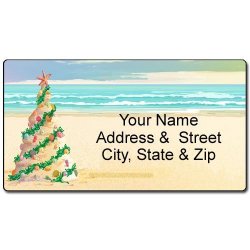 Beach Christmas Address Label - Beach Tree Customized Return Address Label - 90 Labels