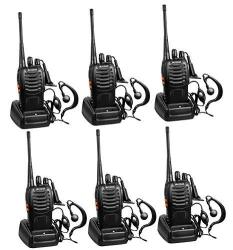 Arcshell Rechargeable Long Range Two-Way Radios With Earpiece 6 Pack Uhf 400-470MHZ Walkie Talkies Li-ion Battery And Charger Included