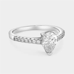 Sterling Silver Cubic Zirconia Pear Solitaire Ring
